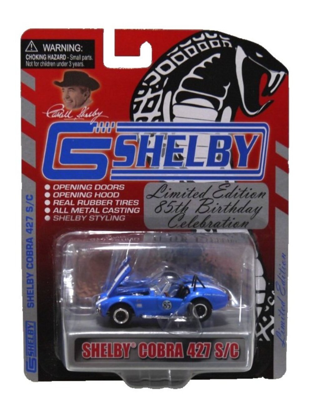 Shelby Limited Edition 85th blue Shelby Cobra 427 S/C diecast 1:64 car, New
